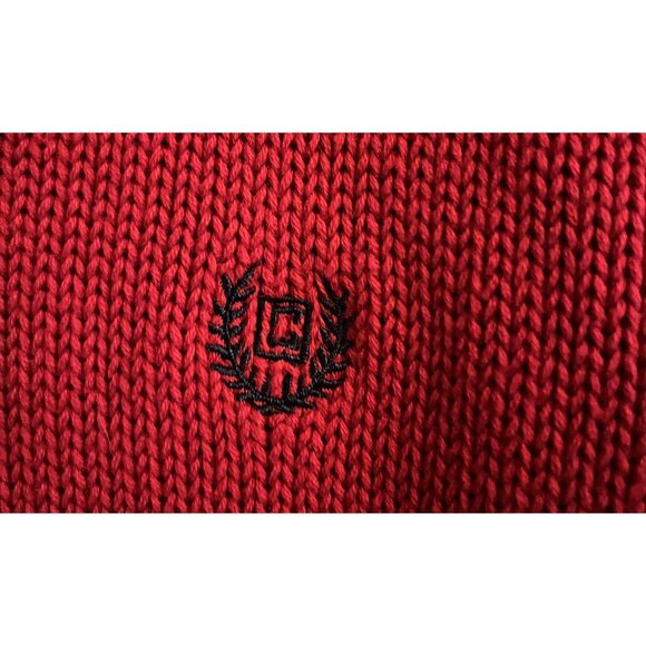Polo CHAPS Mock Turtle Neck Red Quarter Zip 100% Knit Cotton Sweater Mens Large - Picture 7 of 14